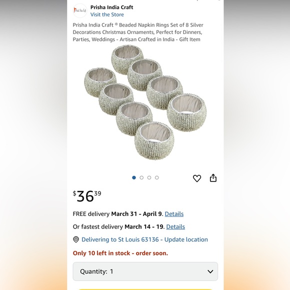 NEW Textured Silver Napkin Rings Set - Picture 9 of 9